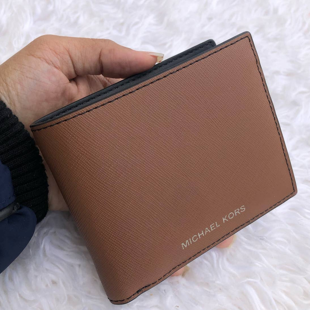 New Michael Kors Men's Slim Billfold Wallet Leather Luggage